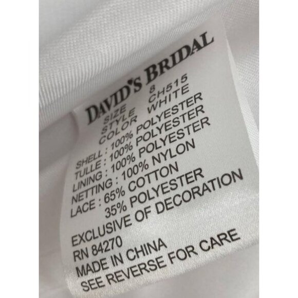 Monique Luo David's Bridal White Wedding Gown Size 8 CH515 - Picture 14 of 14